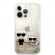 Karl Lagerfeld Liquid Glitter Karl & Choupette Case - дизайнерски кейс с висока защита за iPhone 13 Pro (прозрачен-златист) 5