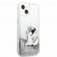 Karl Lagerfeld Liquid Glitter Choupette Fun Case - дизайнерски кейс с висока защита за iPhone 13 mini (прозрачен-сребрист) 5
