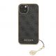 Guess 4G Charms Collection Hard Case - дизайнерски кожен кейс за iPhone 13 (сив) 1