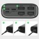 Dudao K8Max Power Bank With LCD 30000 mAh 4A - външна батерия с четери USB-A и технология за бързо зареждане (бял) 4