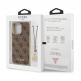 Guess 4G Charms Collection Hard Case - дизайнерски кожен кейс за iPhone 13 Pro (кафяв) 1