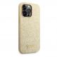 Guess Glitter Flakes Metal Logo - хибриден удароустойчив кейс за iPhone 14 Pro Max (златист) 1