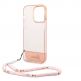 Guess Camera Outline Case with Strap - дизайнерски кейс с висока защита и с връзка за iPhone 14 Pro (розов) 4
