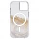 Case Mate Karat Marble MagSafe Case - удароустойчив хибриден кейс с Magsafe за iPhone 14 (прозрачен-златен) 5