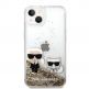 Karl Lagerfeld Liquid Glitter Karl and Choupette Case - дизайнерски кейс с висока защита за iPhone 14 (прозрачен-златист) 1
