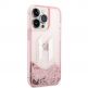 Karl Lagerfeld Liquid Glitter Big KL Logo Case - дизайнерски кейс с висока защита за iPhone 14 Pro Max (прозрачен-розов) 2