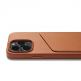 Mujjo Leather Wallet Case - премиум кожен кейс с джоб за кредитна карта за iPhone 14 Pro Max (кафяв) 2