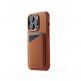 Mujjo Leather Wallet Case - премиум кожен кейс с джоб за кредитна карта за iPhone 14 Pro Max (кафяв) 5