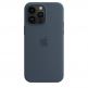 Apple iPhone Silicone Case with MagSafe - оригинален силиконов кейс за iPhone 14 Pro с MagSafe (син) 3