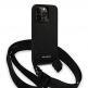 Karl Lagerfeld Monogram Crossbody Case - дизайнерски кожен кейс с връзка за носене за iPhone 14 Prо Max (черен) 1