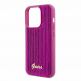 Guess Sequin Script Logo Case - дизайнерски силиконов кейс с връзка за носене за iPhone 15 (розов) 3
