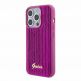Guess Sequin Script Logo Case - дизайнерски силиконов кейс с връзка за носене за iPhone 15 (розов) 6