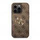 Guess PU 4G Metal Logo Leather Hard Case - дизайнерски кожен кейс за iPhone 15 Pro Max (кафяв) 2