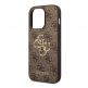 Guess PU 4G Metal Logo Leather Hard Case - дизайнерски кожен кейс за iPhone 15 Pro Max (кафяв) 3