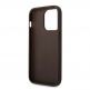 Guess PU 4G Metal Logo Leather Hard Case - дизайнерски кожен кейс за iPhone 15 Pro Max (кафяв) 4