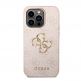 Guess PU 4G Metal Logo Leather Hard Case - дизайнерски кожен кейс за iPhone 15 Pro (розов) 2