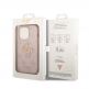 Guess PU 4G Metal Logo Leather Hard Case - дизайнерски кожен кейс за iPhone 15 Pro (розов) 5