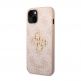 Guess PU 4G Metal Logo Leather Hard Case - дизайнерски кожен кейс за iPhone 15 (розов) 1