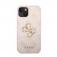 Guess PU 4G Metal Logo Leather Hard Case - дизайнерски кожен кейс за iPhone 15 (розов) 2