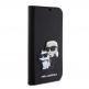 Karl Lagerfeld PU Saffiano Karl and Choupette NFT Book Case - дизайнерски кожен калъф, тип портфейл за iPhone 15 Pro (черен) 5