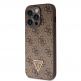 Guess PU 4G Strass Triangle Metal Logo Case With Crossbody Strap - силиконов (TPU) калъф с връзка за носене през врата за iPhone 15 Pro Max (кафяв) 2