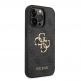 Guess PU 4G Metal Logo Leather Hard Case - дизайнерски кожен кейс за iPhone 15 Pro (сив) 4