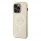 Guess PU Saffiano MagSafe Case - дизайнерски кожен кейс с Magsafe за iPhone 15 Pro (бежов) 2