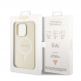 Guess PU Saffiano MagSafe Case - дизайнерски кожен кейс с Magsafe за iPhone 15 Pro (бежов) 4