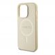 Guess PU Saffiano MagSafe Case - дизайнерски кожен кейс с Magsafe за iPhone 15 Pro (бежов) 7