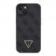 Guess PU 4G Strass Triangle Metal Logo Case With Crossbody Strap - силиконов (TPU) калъф с връзка за носене през врата за iPhone 15 (черен) 2