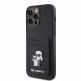 Karl Lagerfeld PU Saffiano Card Slot Metal Karl and Choupette Case - дизайнерски кожен кейс с отделение за карти за iPhone 15 Pro Max (черен) 1