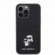 Karl Lagerfeld PU Saffiano Card Slot Metal Karl and Choupette Case - дизайнерски кожен кейс с отделение за карти за iPhone 15 Pro Max (черен) 2