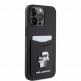 Karl Lagerfeld PU Saffiano Card Slot Metal Karl and Choupette Case - дизайнерски кожен кейс с отделение за карти за iPhone 15 Pro Max (черен) 3
