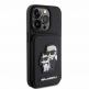 Karl Lagerfeld PU Saffiano Card Slot Stand Karl and Choupette Case - дизайнерски кожен кейс с отделение за карти за iPhone 15 Pro (черен) 3