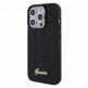 Guess PU Square Mirror Script Logo Leather Hard Case - дизайнерски кожен кейс за iPhone 15 Pro Max (черен) 1