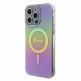 Guess IML Iridescent Script MagSafe Case - дизайнерски силиконов кейс с MagSafe за iPhone 15 Pro Max (розов) 1