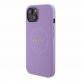 Guess PU Saffiano MagSafeLeather Hard Case - дизайнерски кожен кейс с MagSafe за iPhone 15 (лилав) 1