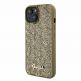 Guess PU Square Mirror Script Logo Leather Hard Case - дизайнерски кожен кейс за iPhone 15 (златист) 1