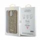 Guess PU Square Mirror Script Logo Leather Hard Case - дизайнерски кожен кейс за iPhone 15 (златист) 5