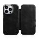iCarer Leather Oil Wax MagSafe Folio Case - кожен калъф (естествена кожа), тип портфейл с MagSafe за iPhone 15 Pro (черен) 8