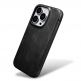 iCarer Leather Oil Wax MagSafe Folio Case - кожен калъф (естествена кожа), тип портфейл с MagSafe за iPhone 15 Pro (черен) 13