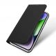 Dux Ducis Skin Pro Case - кожен калъф с поставка и отделение за кр. карти за iPhone 15 (черен) 3