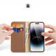 Dux Ducis Hivo Genuine Leather Flip Wallet Case - кожен калъф от естествена кожа с поставка и отделение за кр. карти за iPhone 15 Pro (кафяв) 1