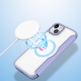 Dux Ducis Skin X Pro Magnetic Wallet Case - удароустойчив хибриден кожен кейс с отделение за карти и MagSafe за iPhone 15 (лилав-прозрачен) 3