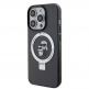 Karl Lagerfeld Ringstand Karl and Choupette MagSafe Case - хибриден удароустойчив кейс с MagSafe за iPhone 15 Pro Max (черен-прозрачен) 1