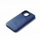 Mujjo Full Leather MagSafe Wallet Case - премиум кожен (естествена кожа) кейс с MagSafe за iPhone 15 Pro Max (син) 3