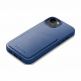 Mujjo Full Leather MagSafe Wallet Case - премиум кожен (естествена кожа) кейс с MagSafe за iPhone 15, iPhone 14, iPhone 13 (син) 5