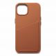 Mujjo Full Leather MagSafe Wallet Case - премиум кожен (естествена кожа) кейс с MagSafe за iPhone 15, iPhone 14, iPhone 13 (кафяв) 9