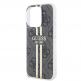 Guess IML 4G Gold Stripe Case - дизайнерски силиконов кейс за iPhone 15 Pro Max (черен) 4