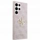 Guess PU 4G Metal Logo Leather Hard Case - дизайнерски кожен кейс за Samsung Galaxy S24 Ultra (розов) 3